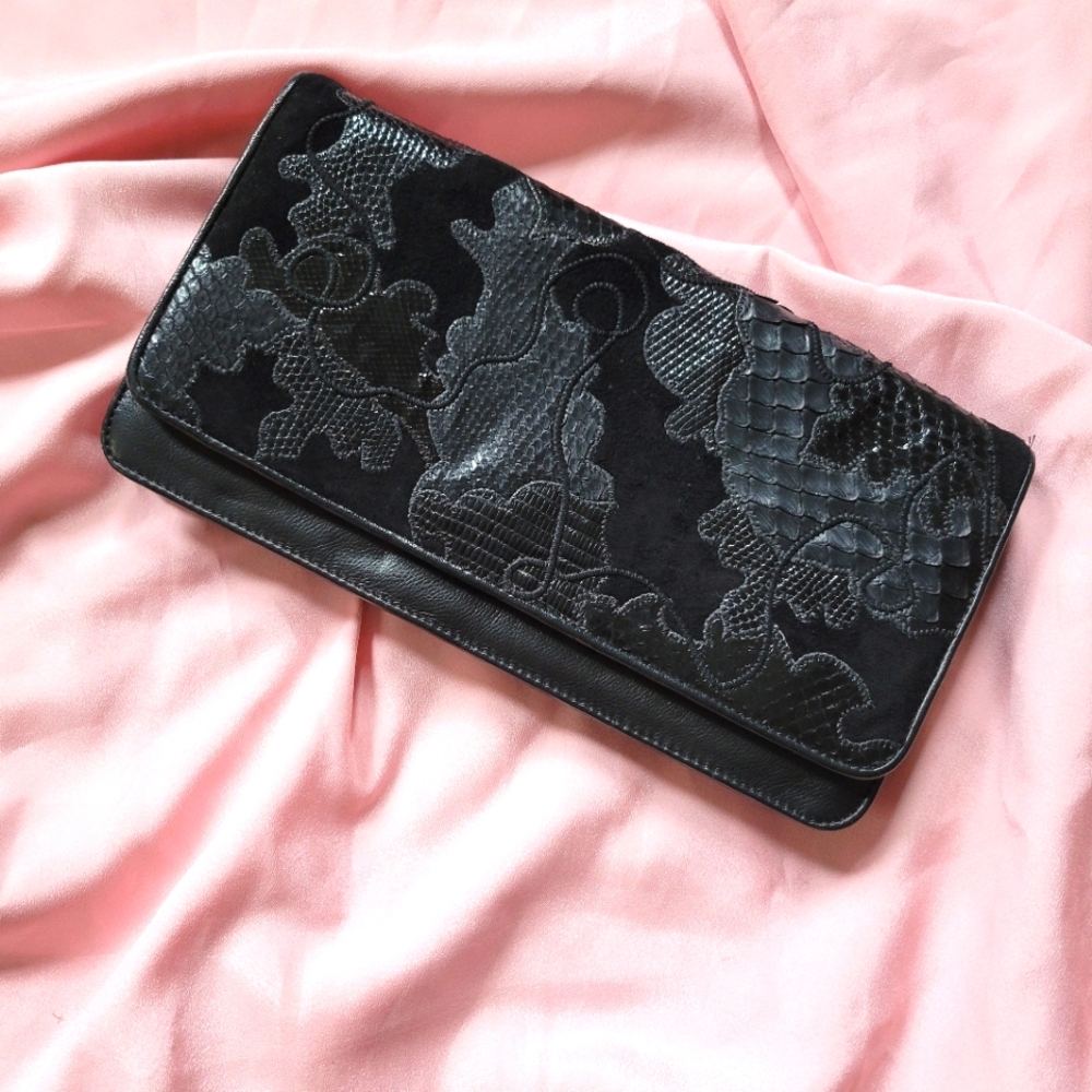 Carlos Falchi embossed leather clutch